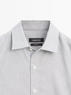 Regular fit melange striped shirt