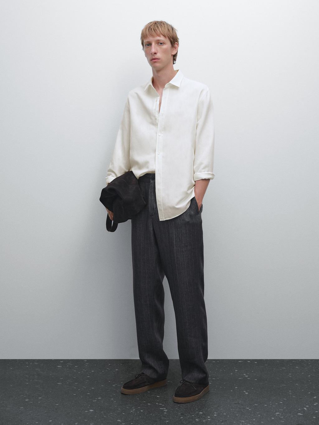 Regular fit linen blend shirt