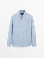 100% linen regular fit Oxford shirt