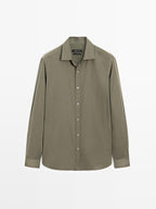 Regular fit cotton blend shirt