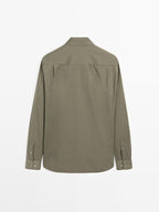 Regular fit cotton blend shirt