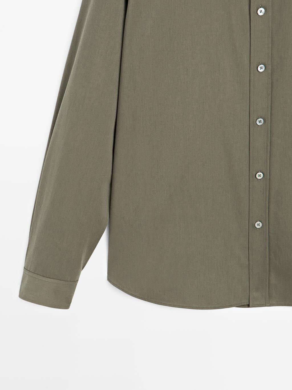 Regular fit cotton blend shirt