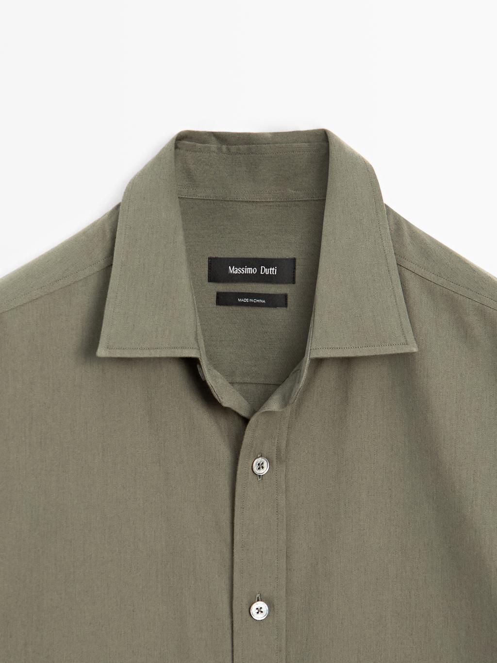 Regular fit cotton blend shirt