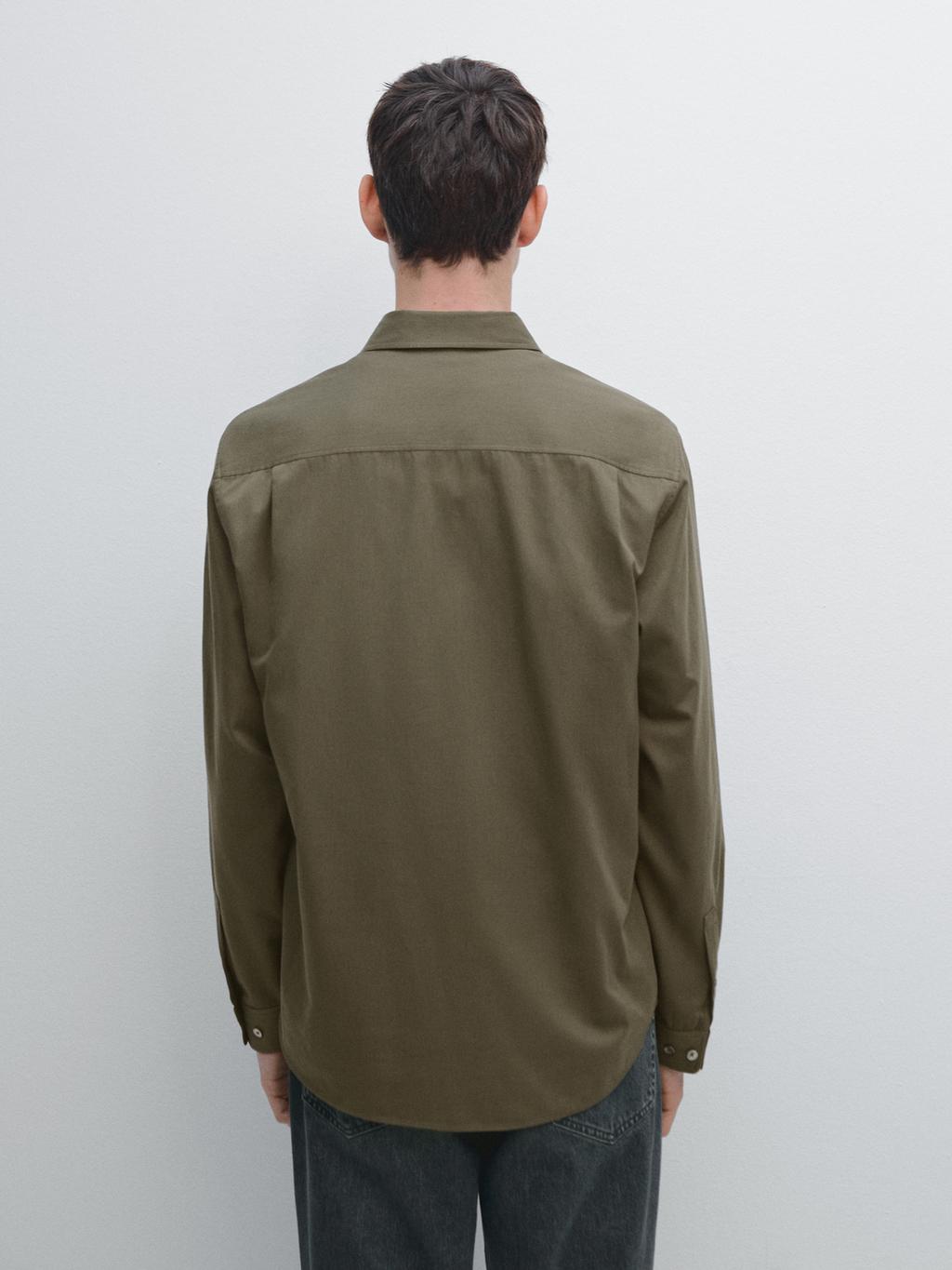 Regular fit cotton blend shirt