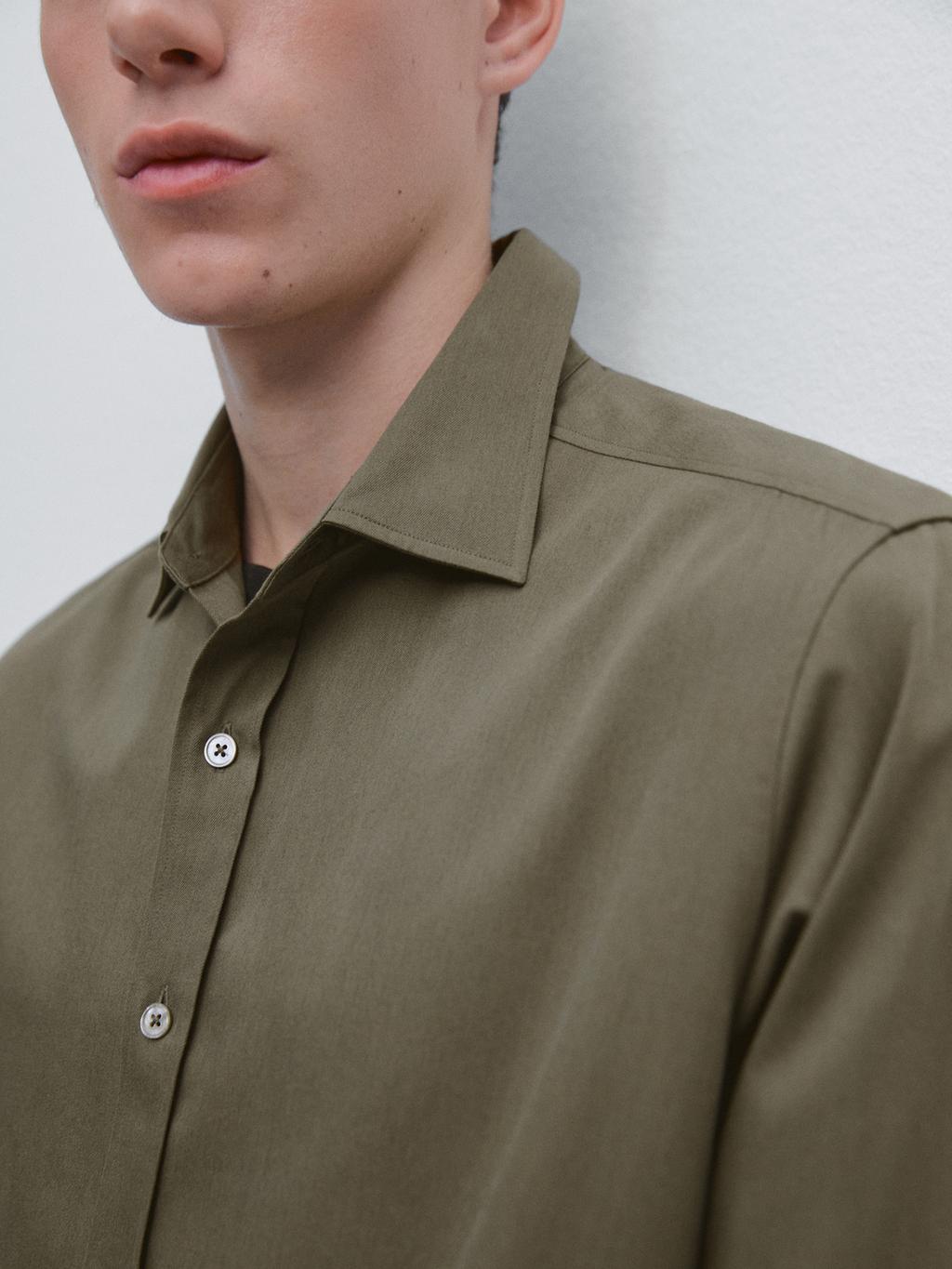 Regular fit cotton blend shirt