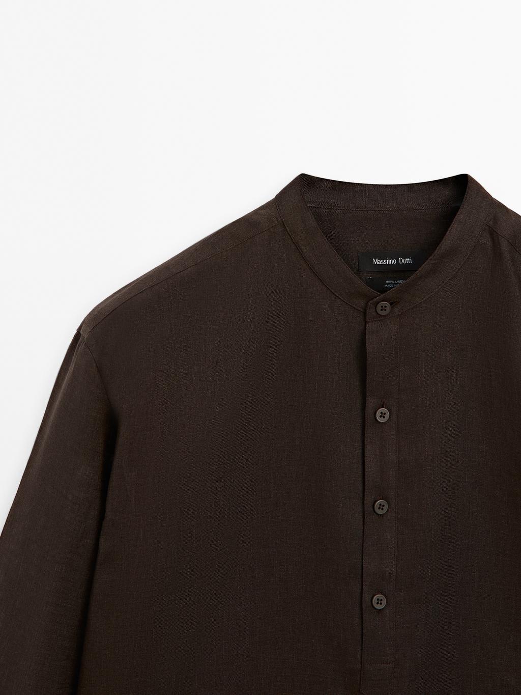 Regular fit shirt with stand collar