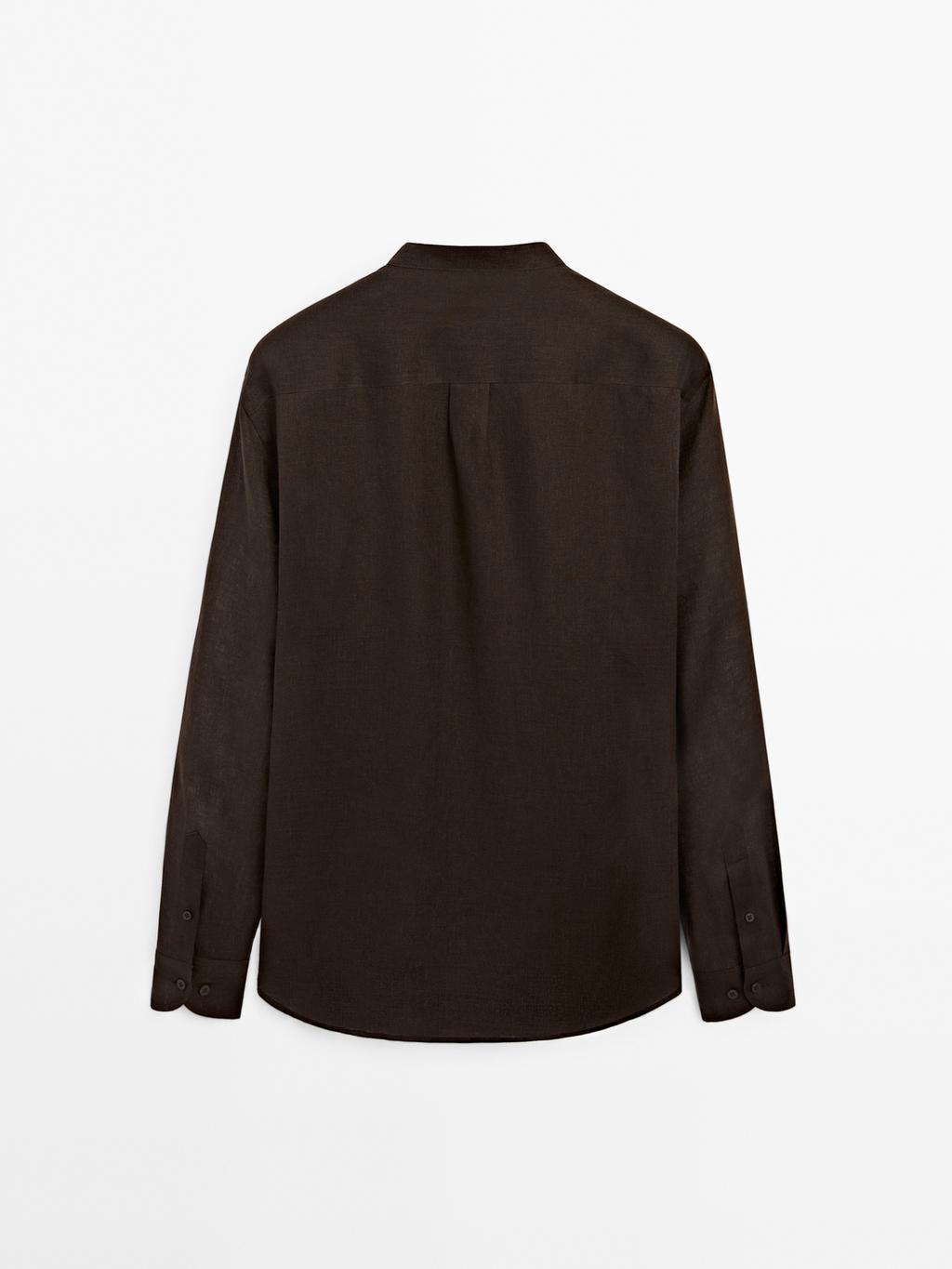 Regular fit shirt with stand collar