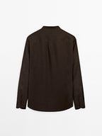 Regular fit shirt with stand collar