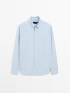 Regular fit striped poplin shirt