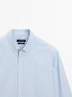 Regular fit striped poplin shirt