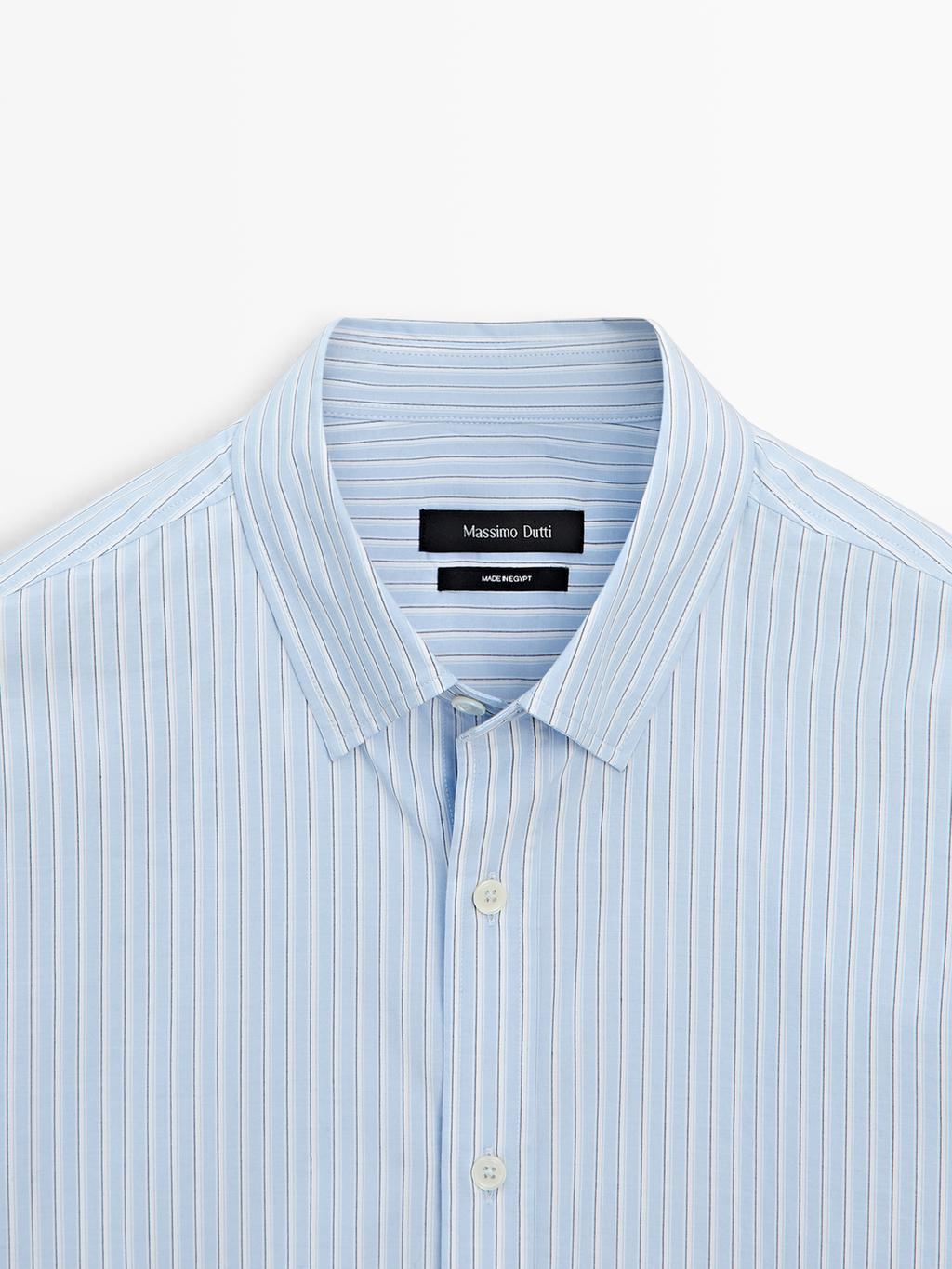 Regular fit striped poplin shirt