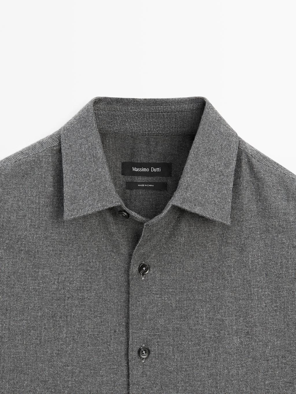 Regular fit check texture melange shirt