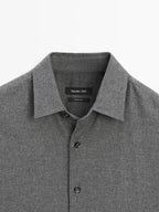 Regular fit check texture melange shirt