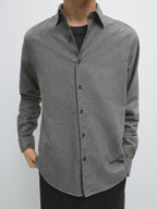 Regular fit check texture melange shirt