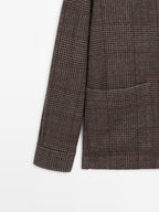 Wool blend check overshirt