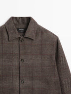 Wool blend check overshirt