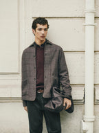 Wool blend check overshirt