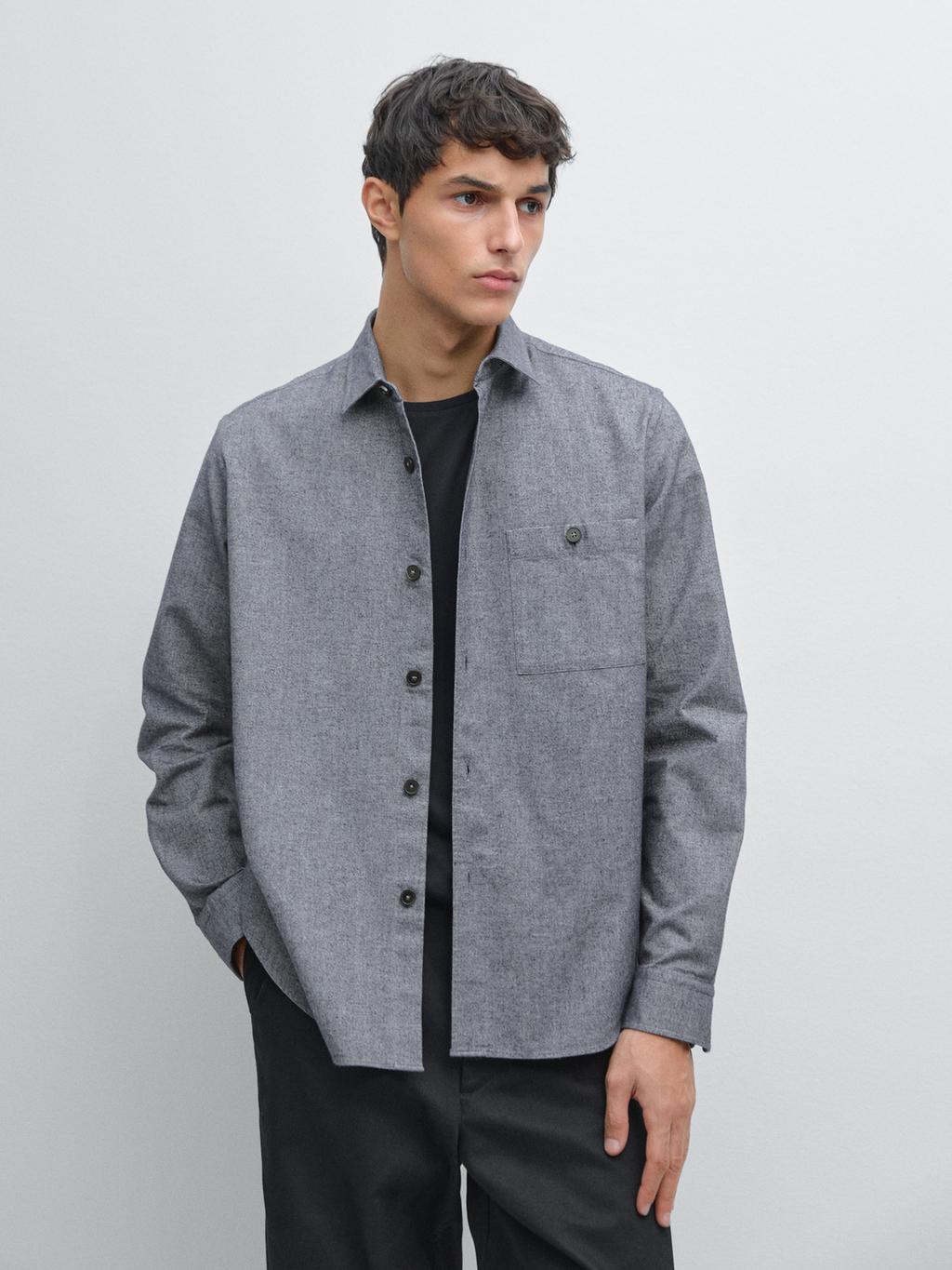 Melange overshirt with pocket