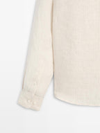 Regular fit striped 100% linen shirt