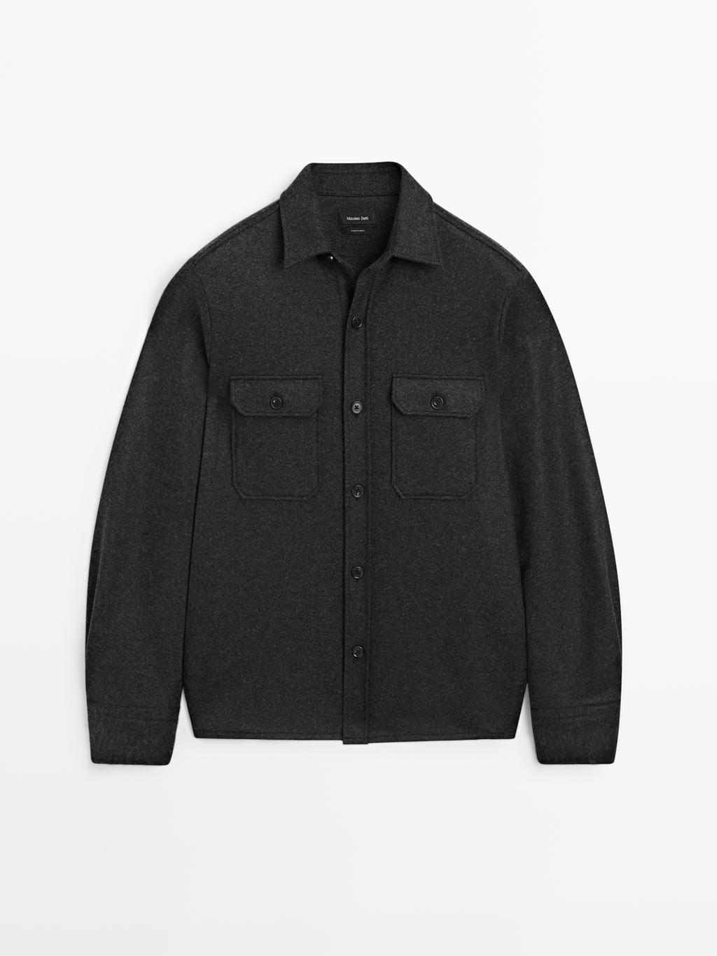 100% wool overshirt with pockets