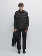 100% wool overshirt with pockets