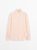 Slim fit stand collar shirt