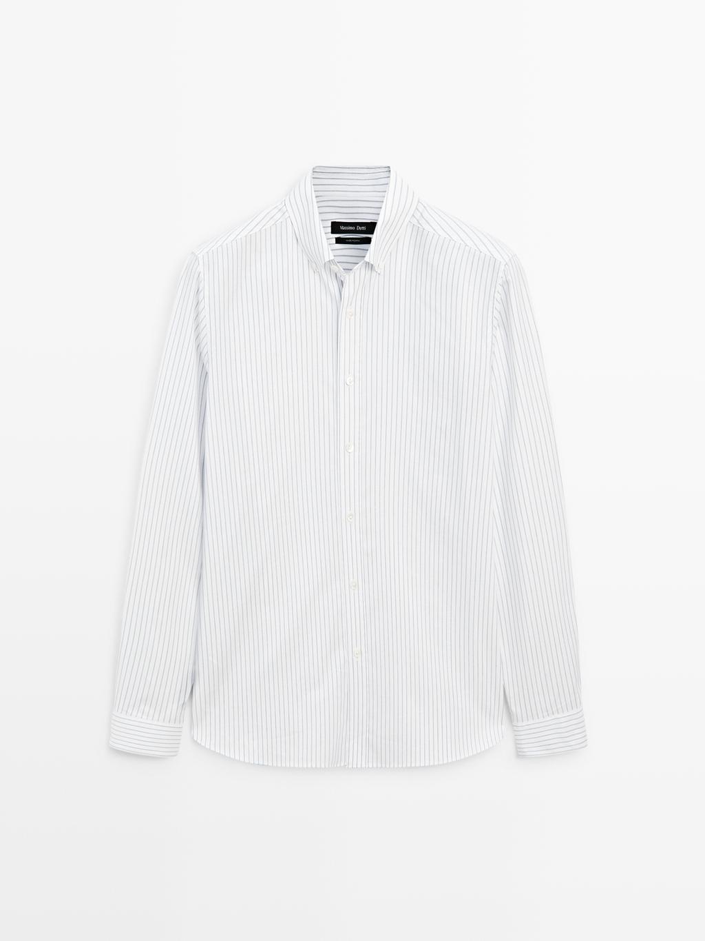 100% cotton regular fit striped shirt