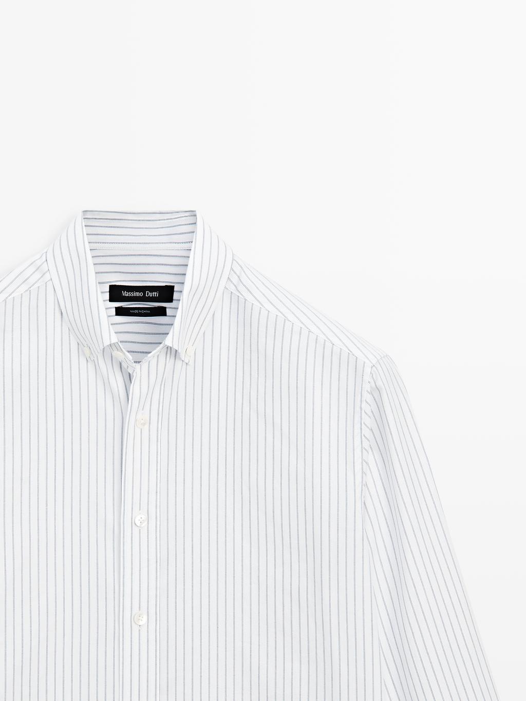 100% cotton regular fit striped shirt