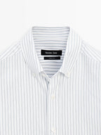 100% cotton regular fit striped shirt