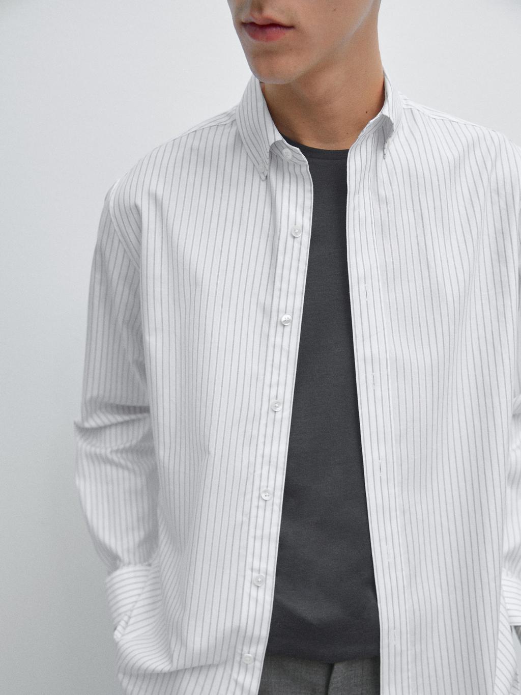 100% cotton regular fit striped shirt