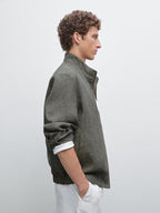 Faded textured linen blend jacket