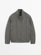 Faded textured linen blend jacket