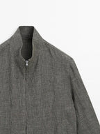 Faded textured linen blend jacket