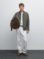 Faded textured linen blend jacket