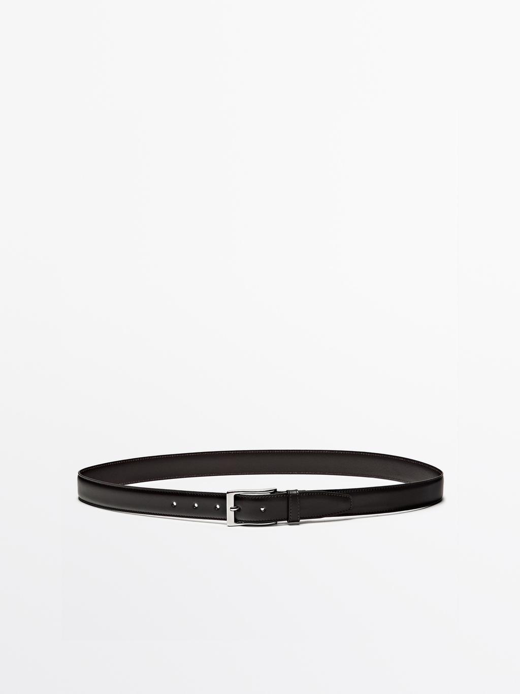 Smart nappa leather belt with topstitching