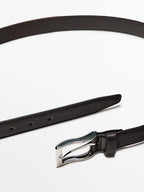 Smart nappa leather belt with topstitching