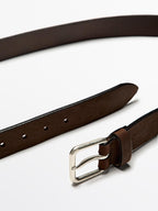 Distressed leather belt