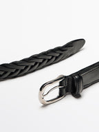 Plaited leather belt