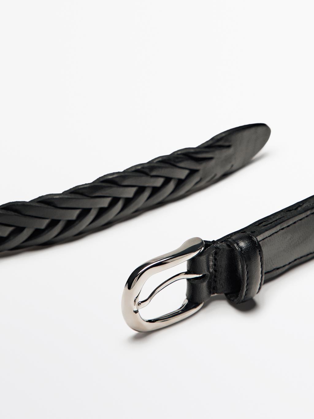 Plaited leather belt