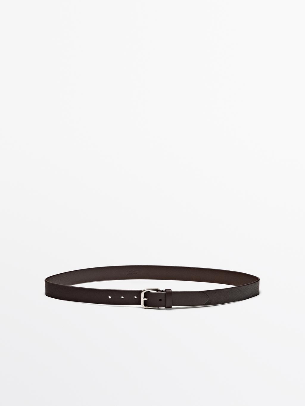 Nappa leather belt with square buckle