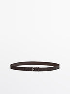Nappa leather belt with square buckle