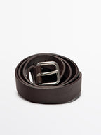 Nappa leather belt with square buckle