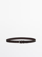 Nappa leather belt with nickel buckle