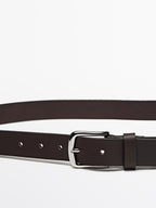Nappa leather belt with nickel buckle