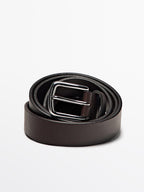 Nappa leather belt with nickel buckle