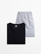 100% cotton striped pyjamas with long sleeve T-shirt