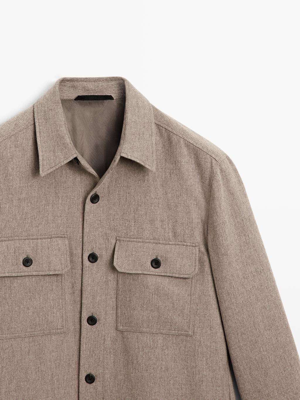 Wool blend overshirt with pockets - LIMITED
