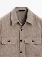 Wool blend overshirt with pockets - LIMITED