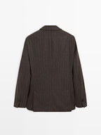 Striped wool blend suit blazer