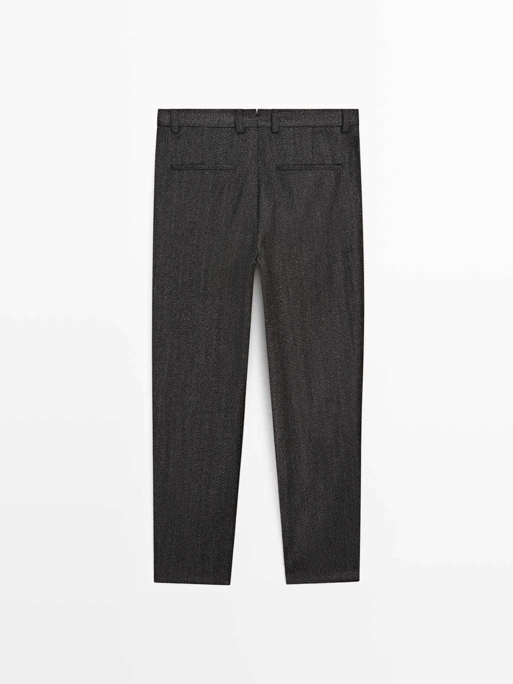 Herringbone wool blend trousers - LIMITED